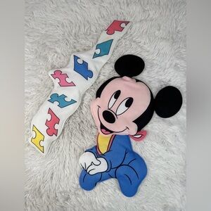Vintage 1984 Disney 20" Baby Mickey Mouse Fabric Nursery Wall Hanging Decor Set
